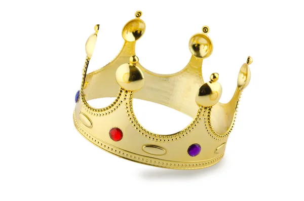 Guld krona isolerat på vita — Stockfoto