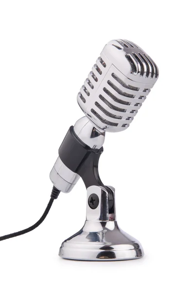 Retro vintage mikrofon üzerinde beyaz izole — Stok fotoğraf