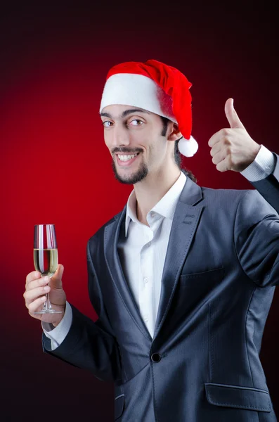 Affärsman firar jullov — Stockfoto