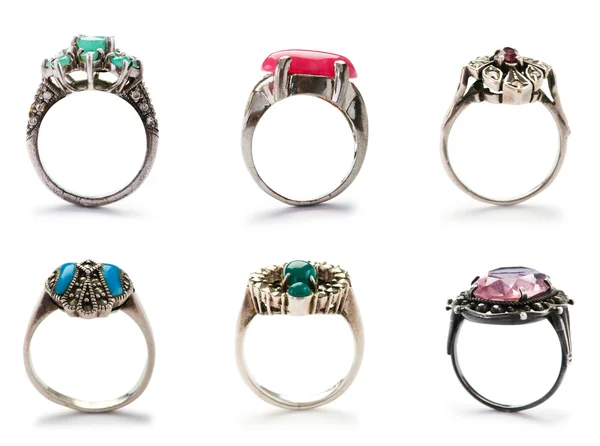 Conjunto de anillos de joyería en blanco — Foto de Stock
