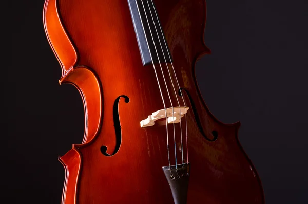 Muziek-cello in de donkere kamer — Stockfoto