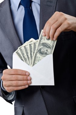 Businessman with american dollars clipart