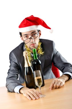 Drunken businessman after office christmas party clipart