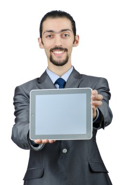 Tablet Bilgisayar üzerinde çalışan İşadamı