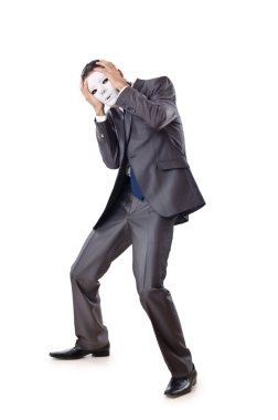 Industrial espionage concept with masked businessman clipart