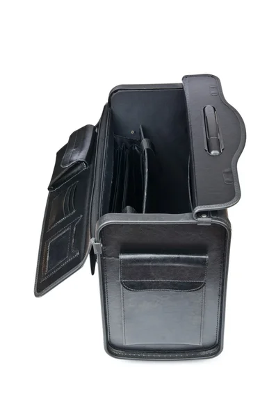 Чорний портфель ізольовано на білому — стокове фото
