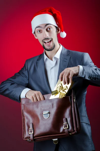 Geschäftsmann feiert Weihnachten — Stockfoto