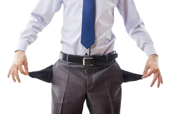 Businessman with empty pockets — Stock Photo, Image