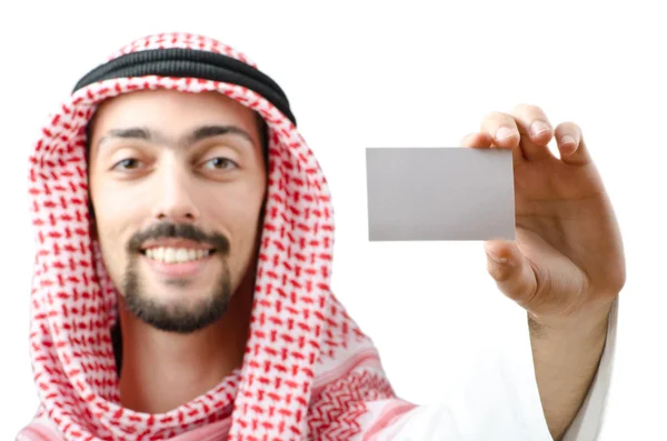 Arabský mladík s prázdná zpráva — Stock fotografie