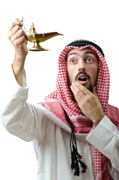 Unga arabiska med lampa — Stockfoto
