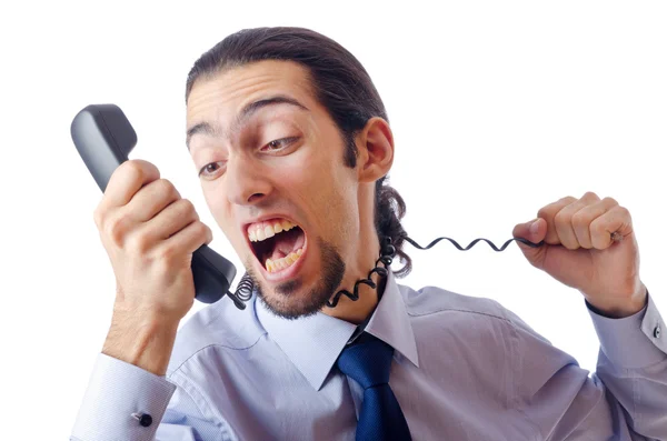 Uomo d'affari arrabbiato al telefono — Foto Stock