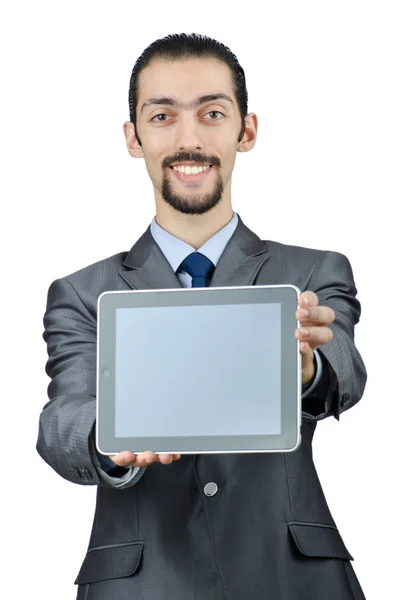 Affärsman Arbetar på Tablet Computer — Stockfoto