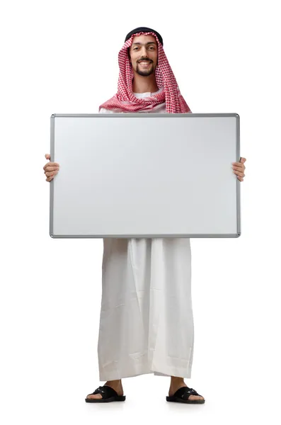 空白のメッセージを持つ若いアラブ — ストック写真