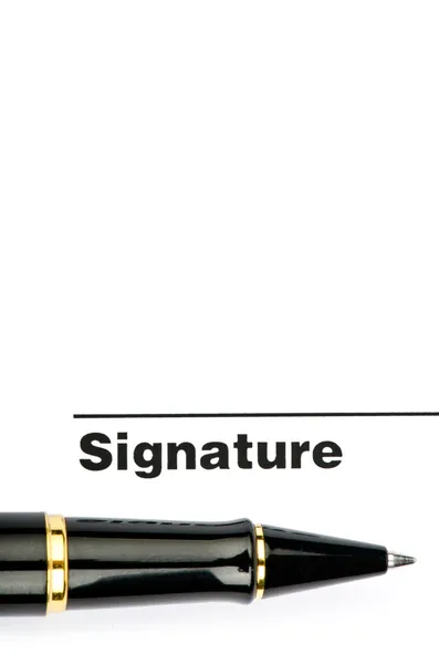 Pióra i podpis na białym tle — Zdjęcie stockowe