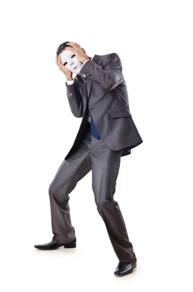 Industrial espionage concept with masked businessman — Stock Photo, Image