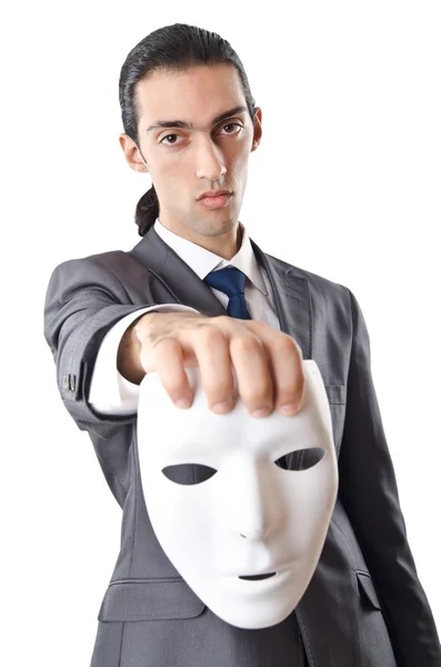 Průmyslový špionážní koncept s maskovaným podnikatelem — Stock fotografie