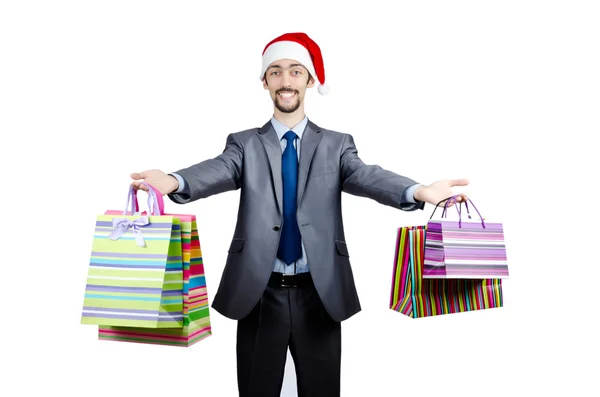 Бизнесмен в рождественской концепции празднования — стоковое фото