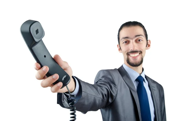Kommunikationskonzept mit Telefon auf Weiß — Stockfoto