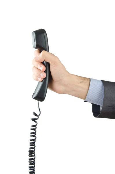 Conceito de comunicação com telefone em branco — Fotografia de Stock