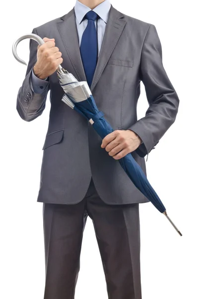 Férfi esernyővel, fehér — Stock Fotó