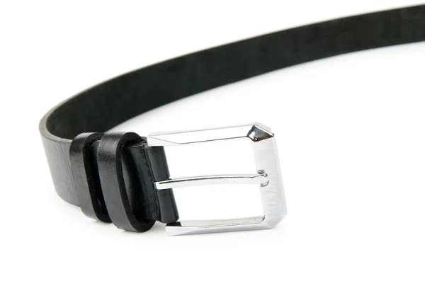 Cinturão preto isolado no branco — Fotografia de Stock