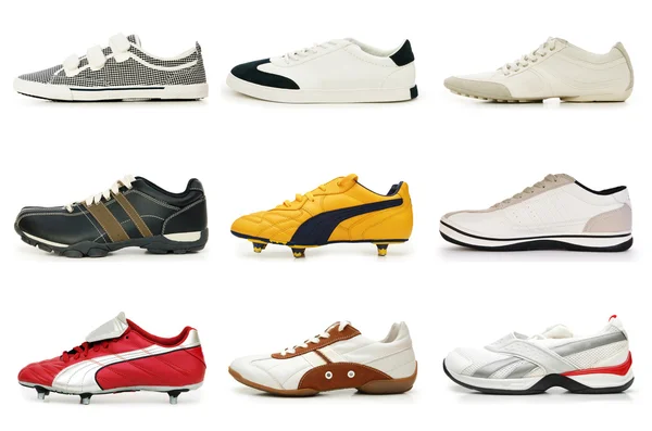 Různé boty izolovaných na bílém — Stock fotografie