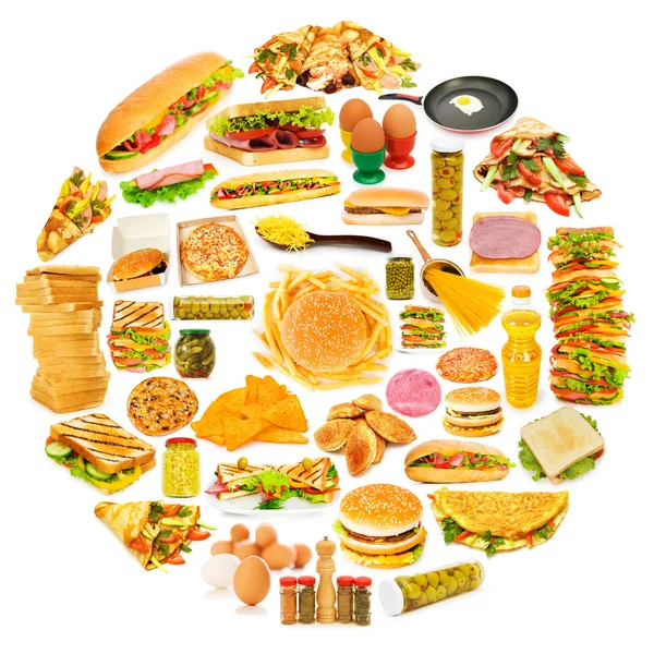 Коло з великою кількістю продуктів харчування — стокове фото