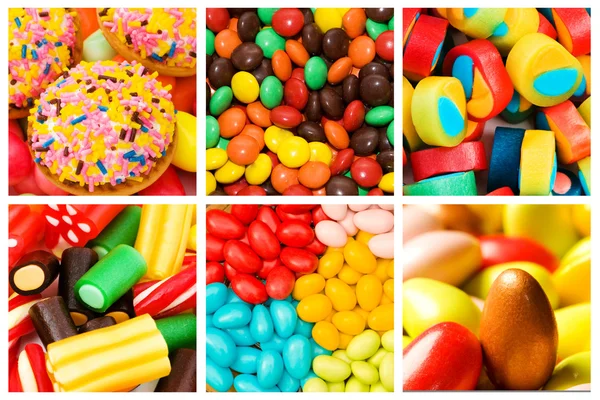 Collage av olika sötsaker — Stockfoto