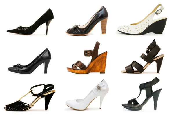 Sammlung von verschiedenen Schuhen isoliert auf weiß — Stockfoto