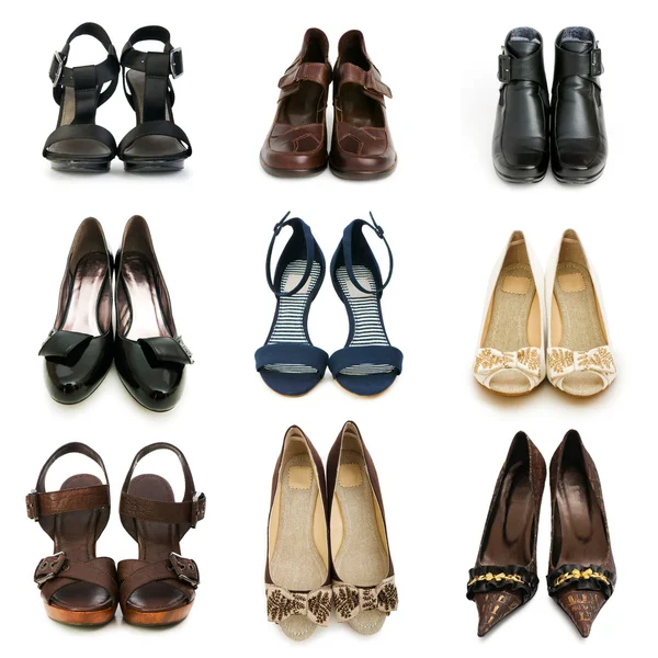 Collection of various shoes isolated on white — Stock Photo, Image