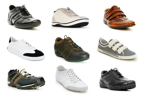 Différentes chaussures isolées sur le blanc — Photo