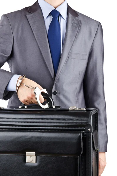 stock image Man with briefcase and handcuffs