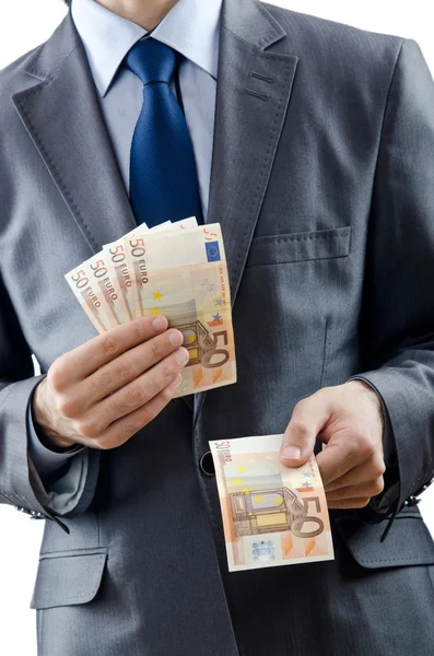 Hombre con billetes en euros —  Fotos de Stock