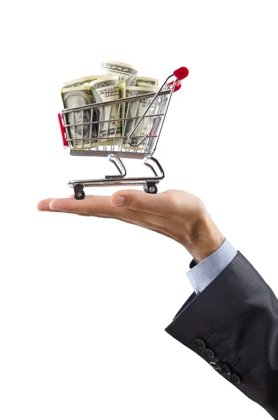 stock image Shopping cart full of money