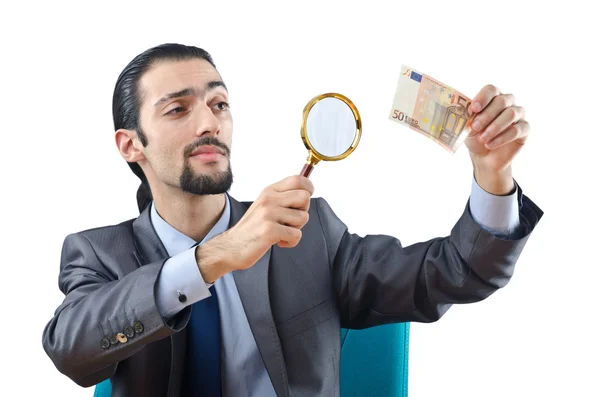 Homem que examina o dinheiro dos outros — Fotografia de Stock
