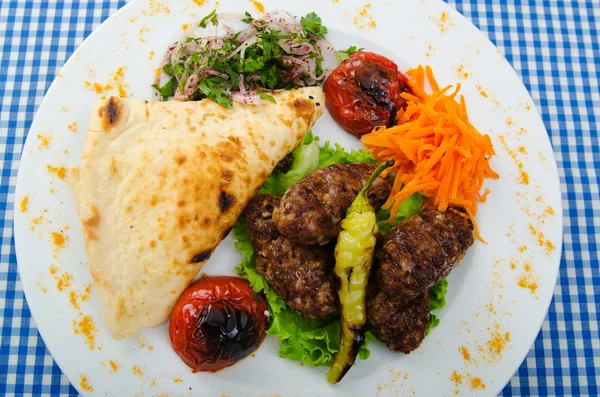 Meat cuisine - kebab served in plate — Stock Photo, Image