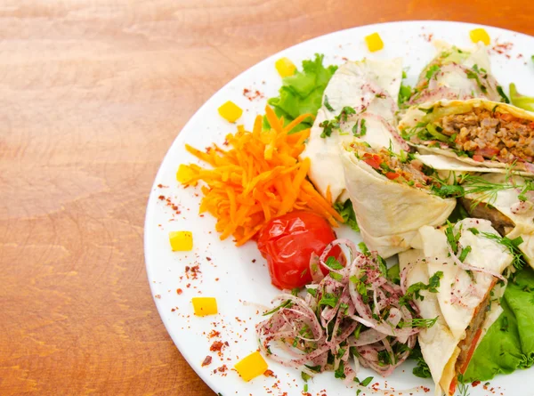 stock image Kebab served in the plate