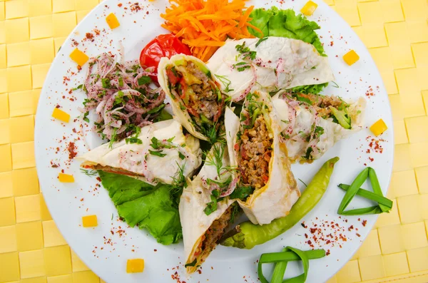 stock image Kebab served in the plate