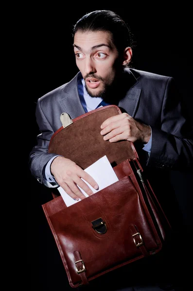 Business spy with briefcase — Stock Photo, Image