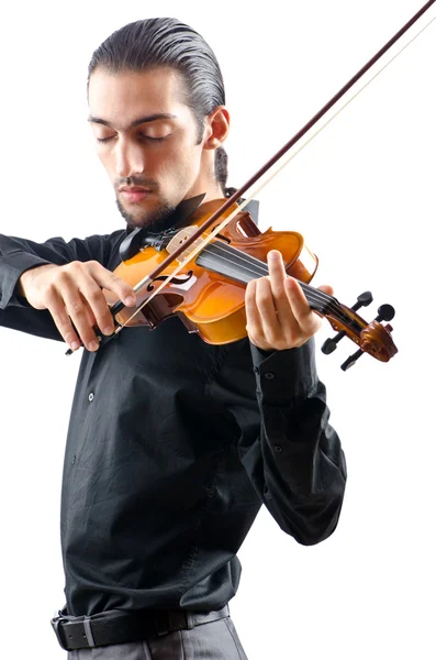 Violinista aislado en blanco —  Fotos de Stock
