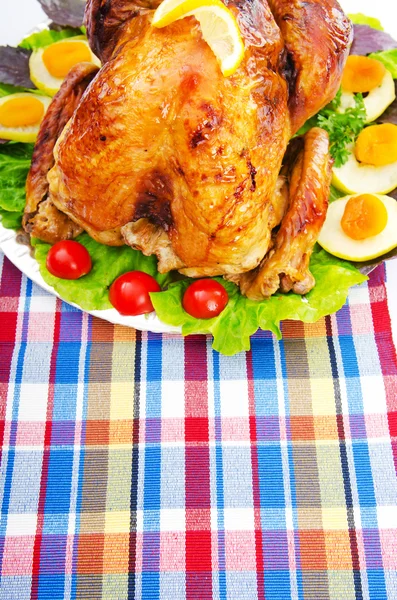 stock image Roasted turkey on the festive table