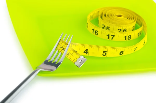 Концепция диеты с вилкой и счетчиком — стоковое фото