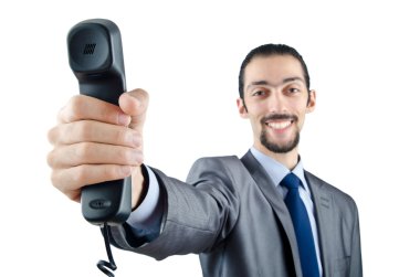 Communication concept with phone on white clipart