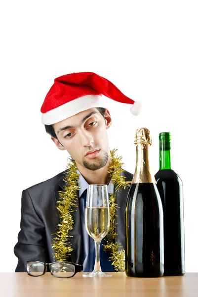 Pijany biznesmen after party urzędu Boże Narodzenie — Zdjęcie stockowe