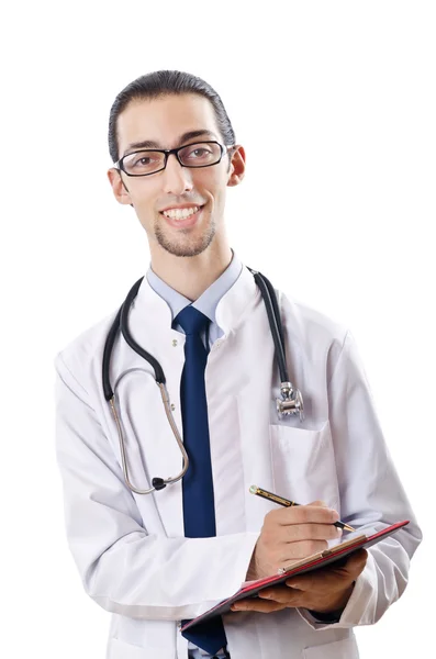 Médecin masculin avec stéthoscope isolé — Photo