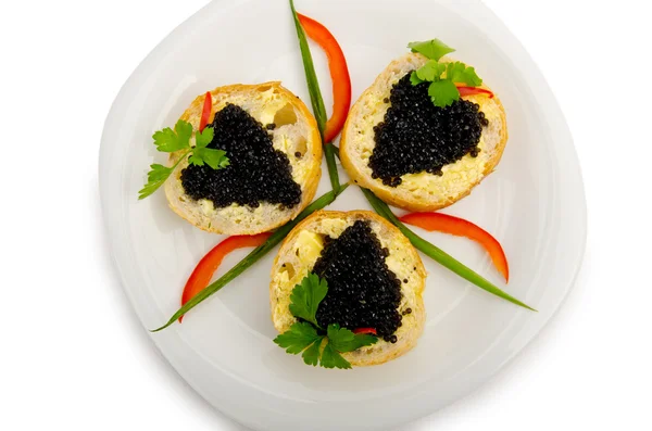 Svart kaviar i plattan — Stockfoto