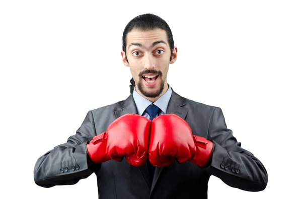 Hombre de negocios con guantes de boxeo — Foto de Stock