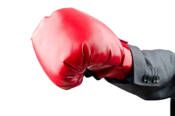 Homem de negócios com luvas de boxe — Fotografia de Stock