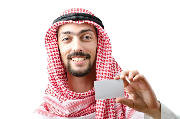 Young arab with blank message — Stock Photo, Image