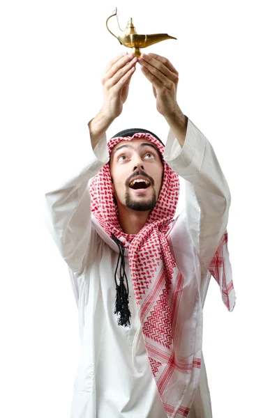 Junger Araber mit Lampe — Stockfoto